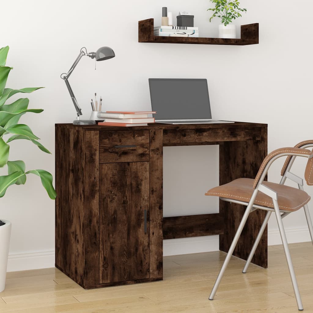 Desk With Cabinet Engineered Wood