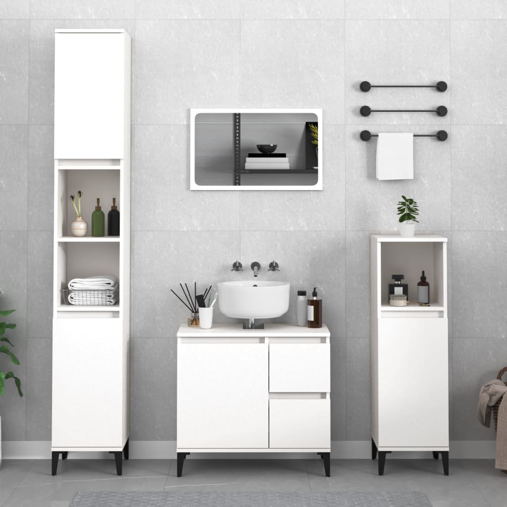 Bathroom Furniture Set With Drawer 3 Pcs Black 30 X 30 X 180 Cm