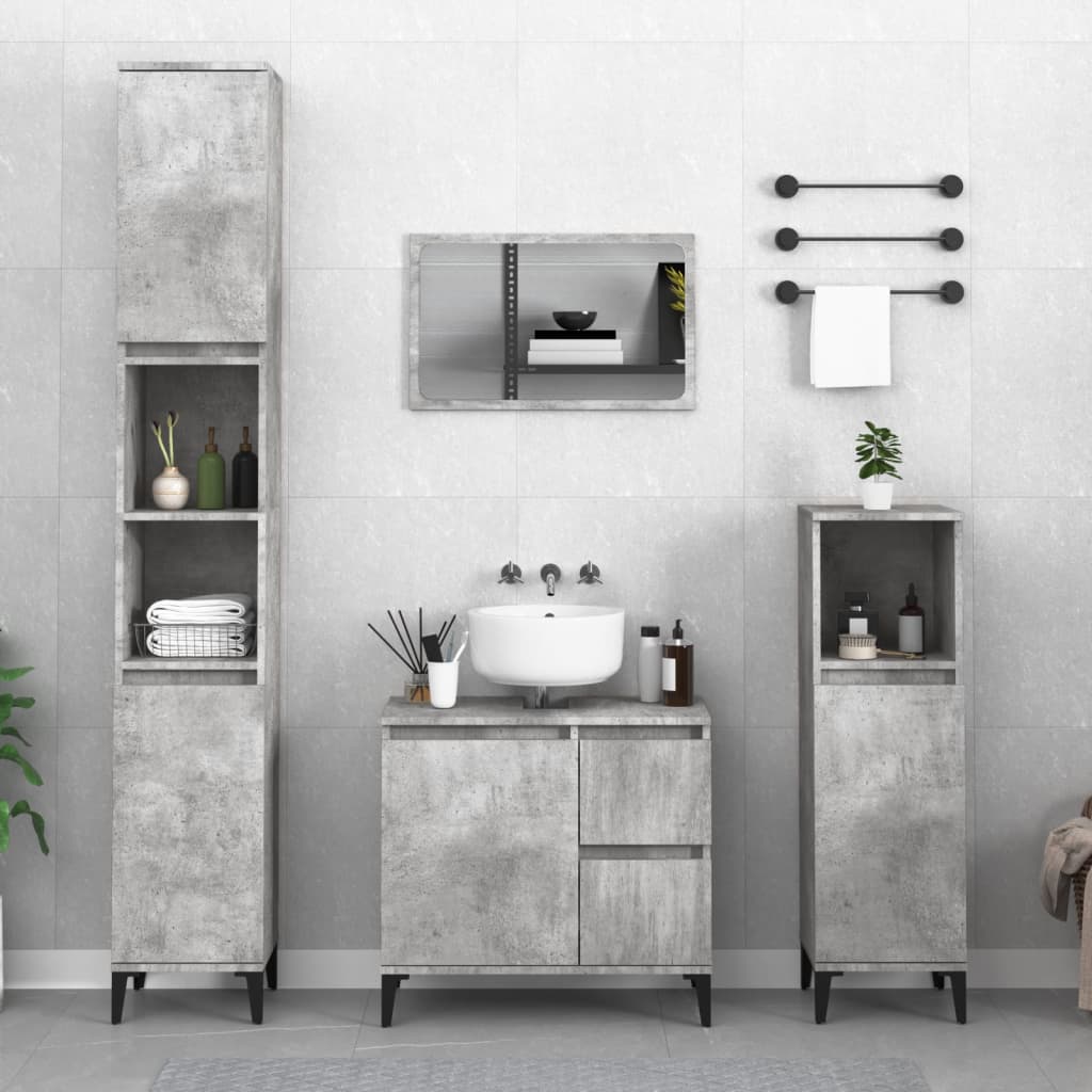 Bathroom Furniture Set With Drawer 3 Pcs Black 30 X 30 X 180 Cm