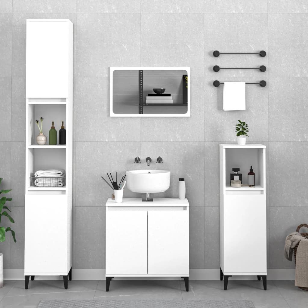 Bathroom Furniture Set With Door 3 Pcs Black 30 X 30 X 180 Cm