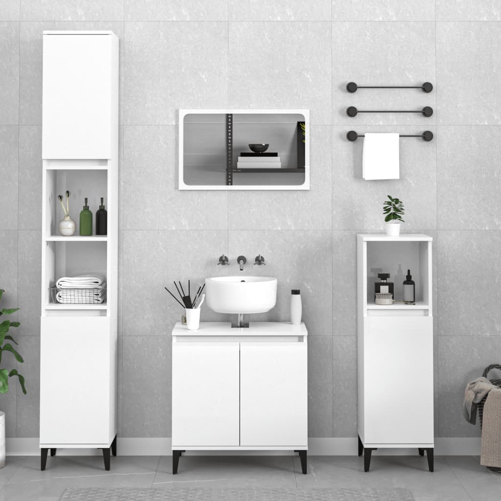 Bathroom Furniture Set With Door 3 Pcs Black 30 X 30 X 180 Cm