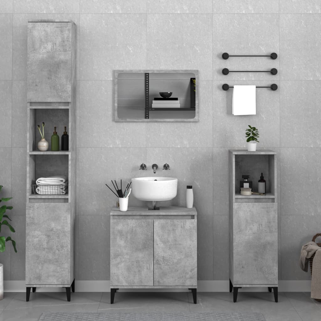 Bathroom Furniture Set With Door 3 Pcs Black 30 X 30 X 180 Cm