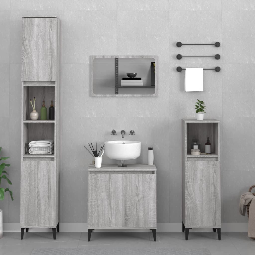 Bathroom Furniture Set With Door 3 Pcs Black 30 X 30 X 180 Cm