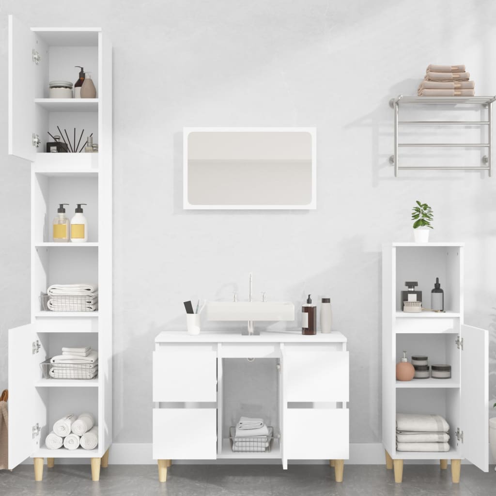 Bathroom Furniture Set With Drawer 3 Pcs Black 30 X 30 X 180 Cm