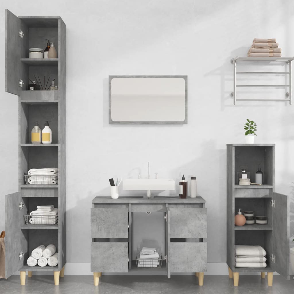 Bathroom Furniture Set With Drawer 3 Pcs Black 30 X 30 X 180 Cm