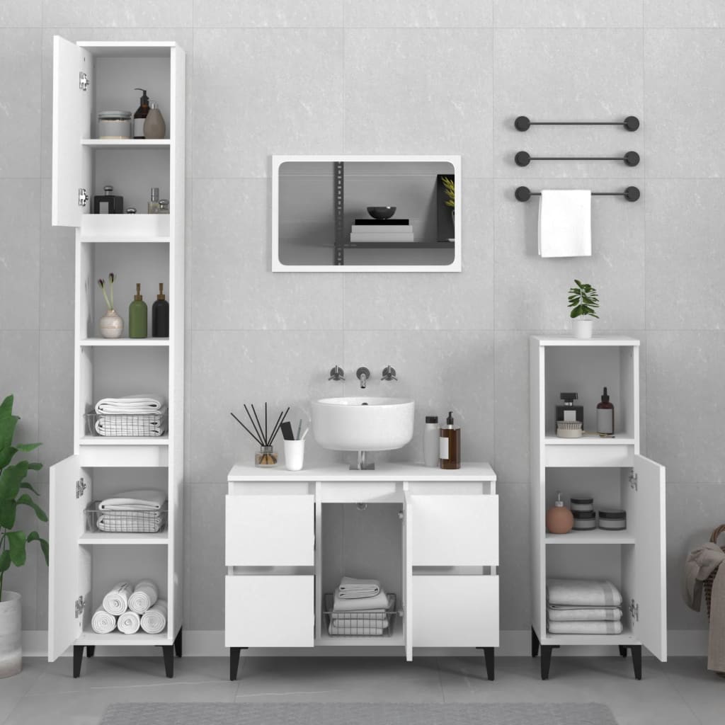 Bathroom Furniture Set With Drawer 3 Pcs Black 30 X 30 X 180 Cm