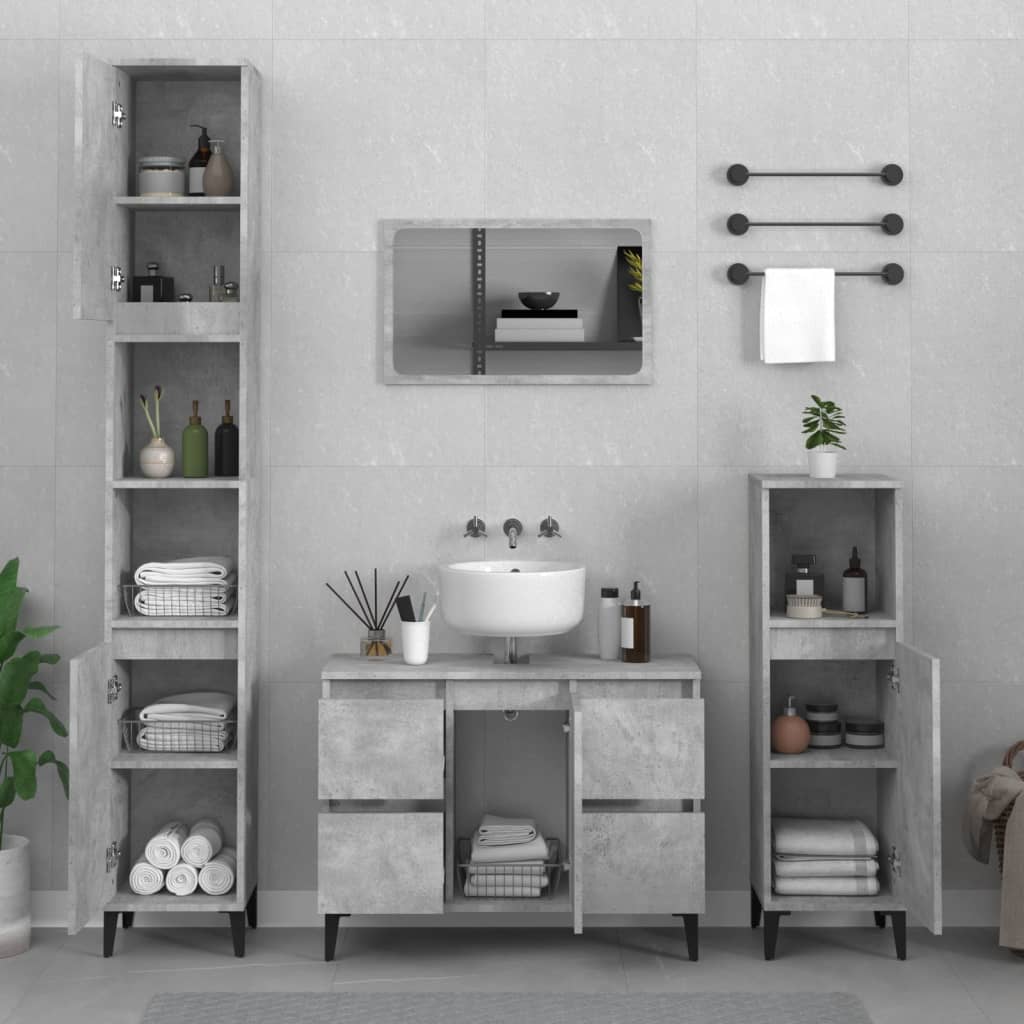 Bathroom Furniture Set With Drawer 3 Pcs Black 30 X 30 X 180 Cm