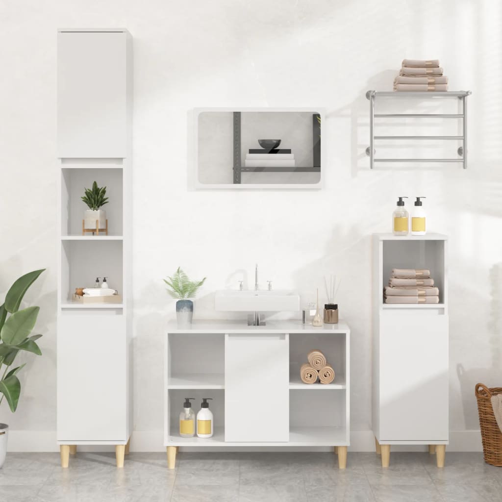 3 Piece Bathroom Furniture Set Engineered Wood