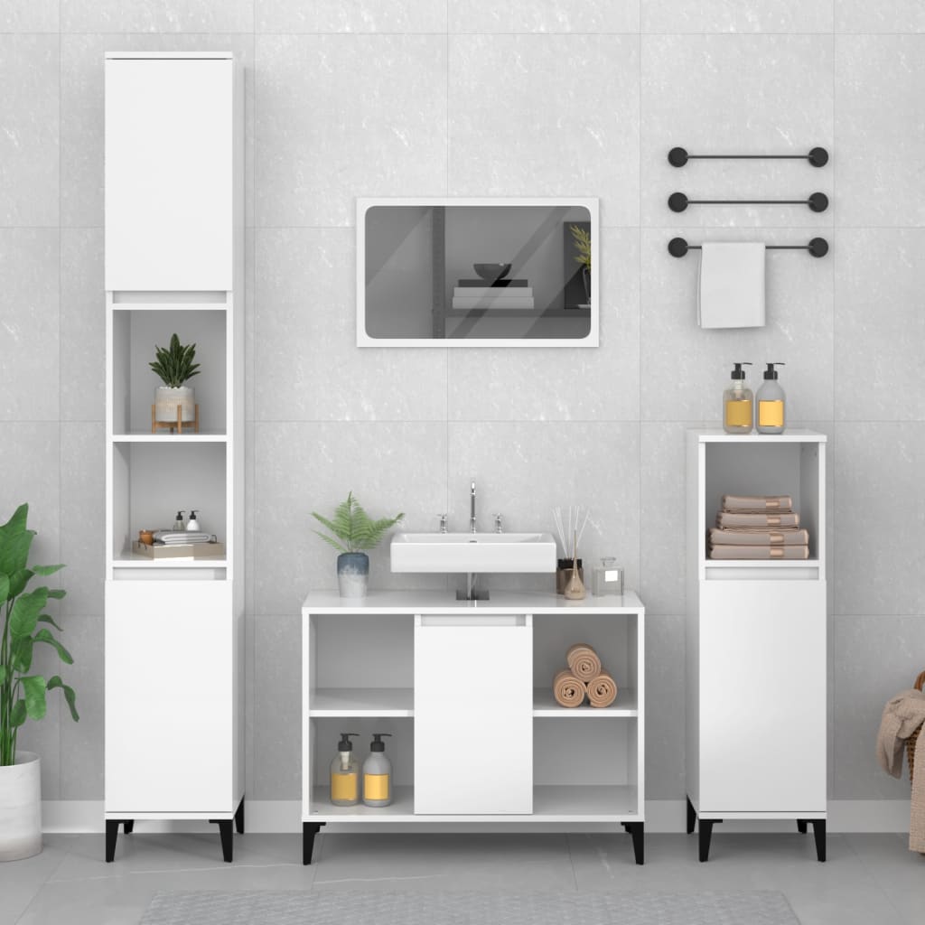 3 Piece Bathroom Furniture Set Engineered Wood