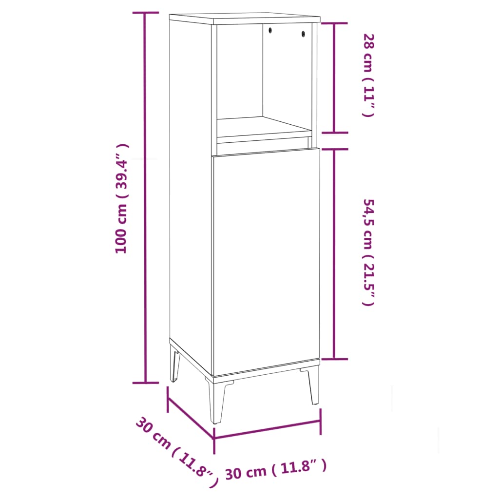3 Piece Bathroom Furniture Set Engineered Wood