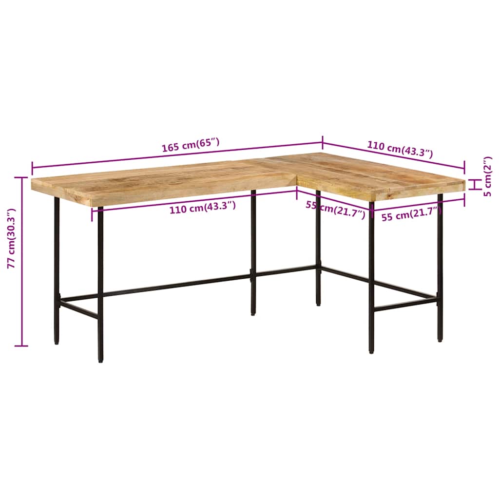 Desk 165X110X77 Cm Solid Wood Mango And Iron