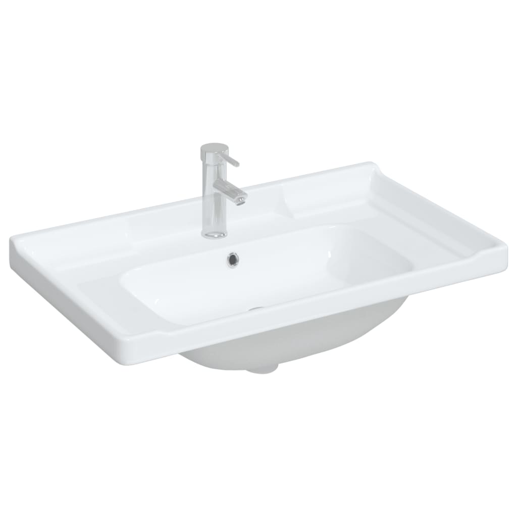 Bathroom Sink White Rectangular Ceramic