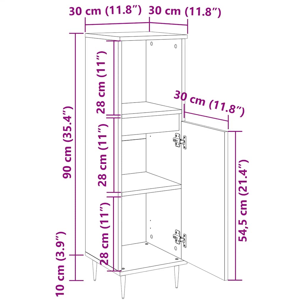 Bathroom Cabinet 30X30X100 Cm Engineered Wood