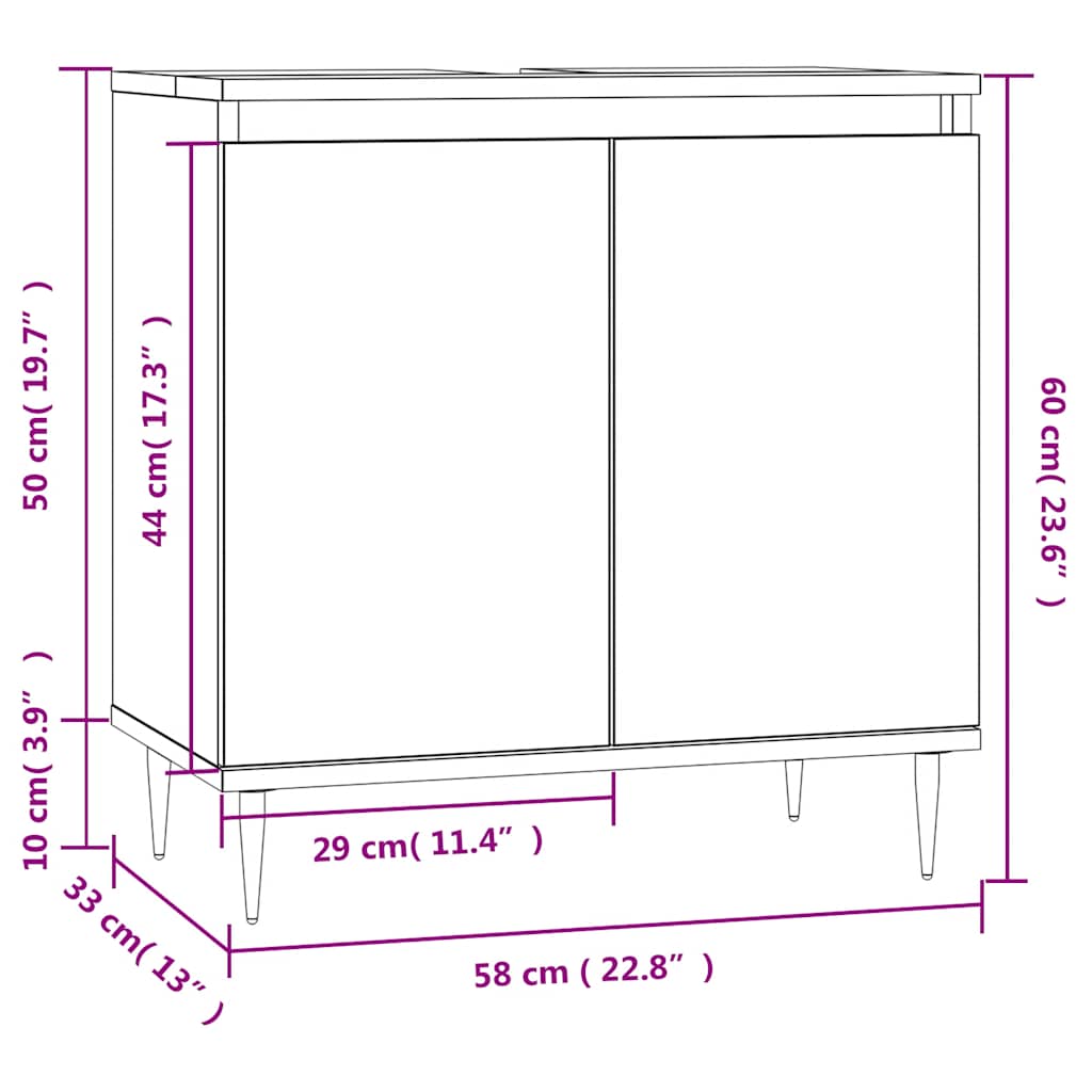 Bathroom Cabinet Sonoma Oak 58X33X60 Cm Engineered Wood