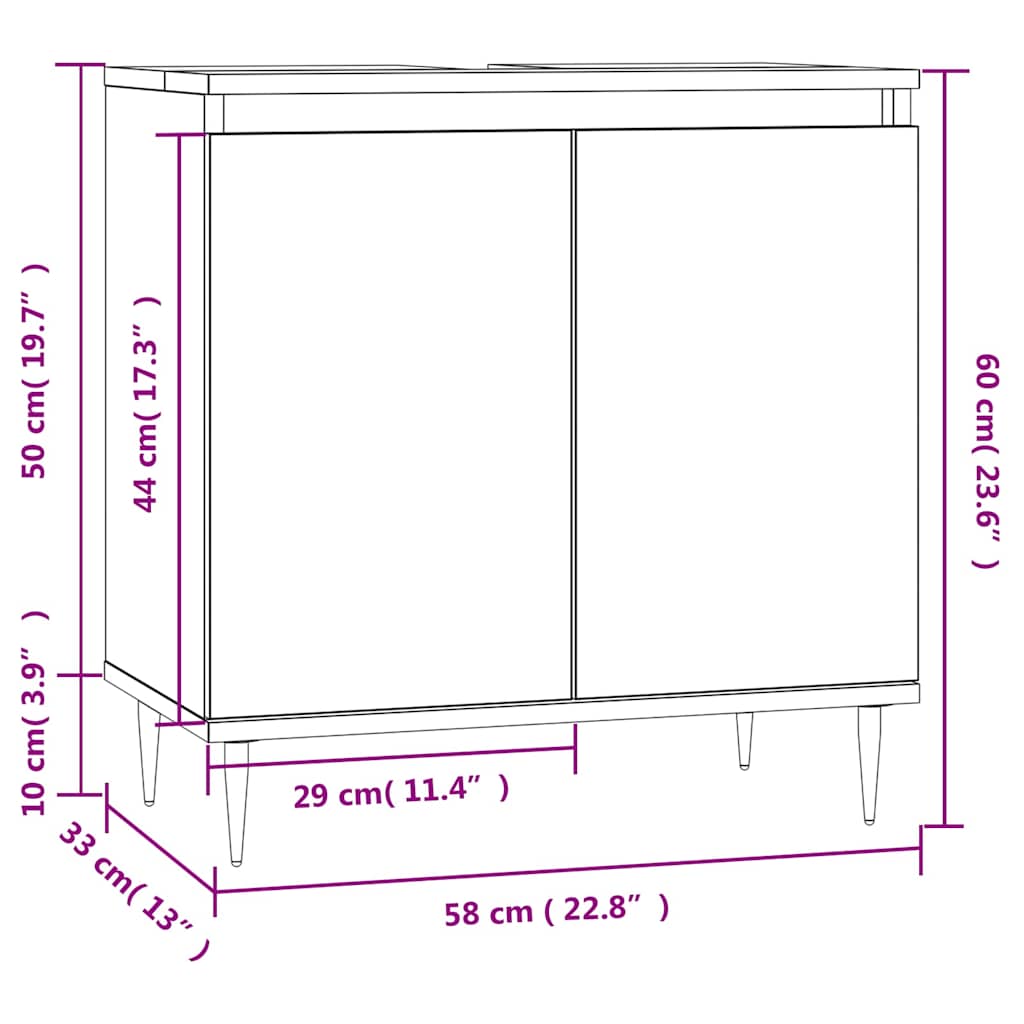 Bathroom Cabinet 58X33X60 Cm Engineered Wood