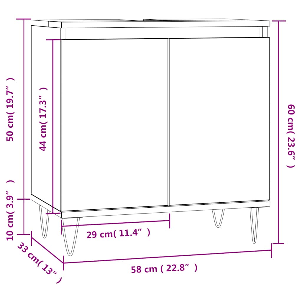 Bathroom Cabinet 58X33X60 Cm Engineered Wood