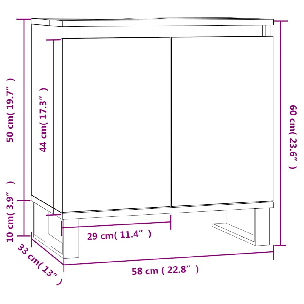 Bathroom Cabinet 58X33X60 Cm Engineered Wood