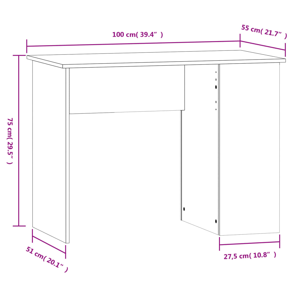 Desk 100X55X75 Cm Engineered Wood