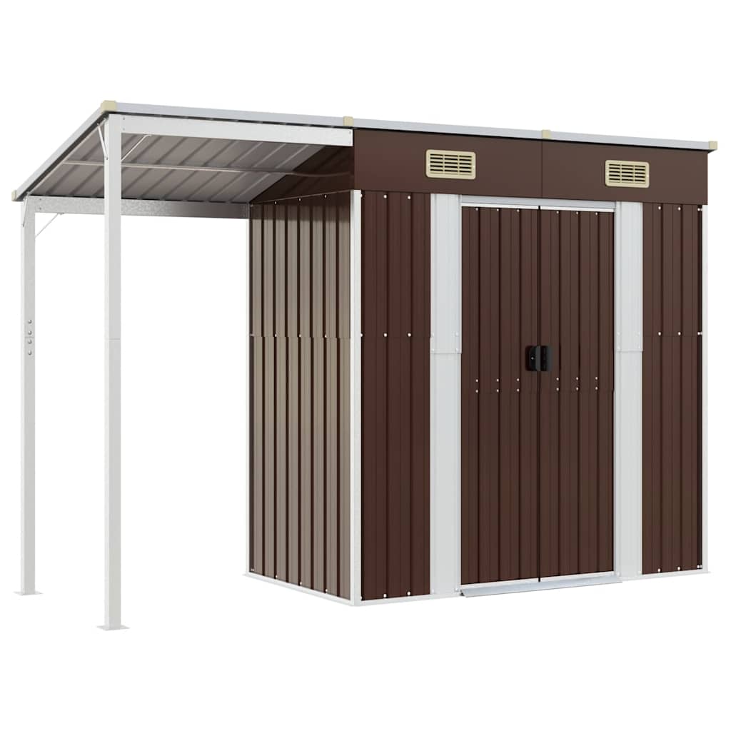 Garden Shed With Extended Roof 277X107X181 Cm Steel
