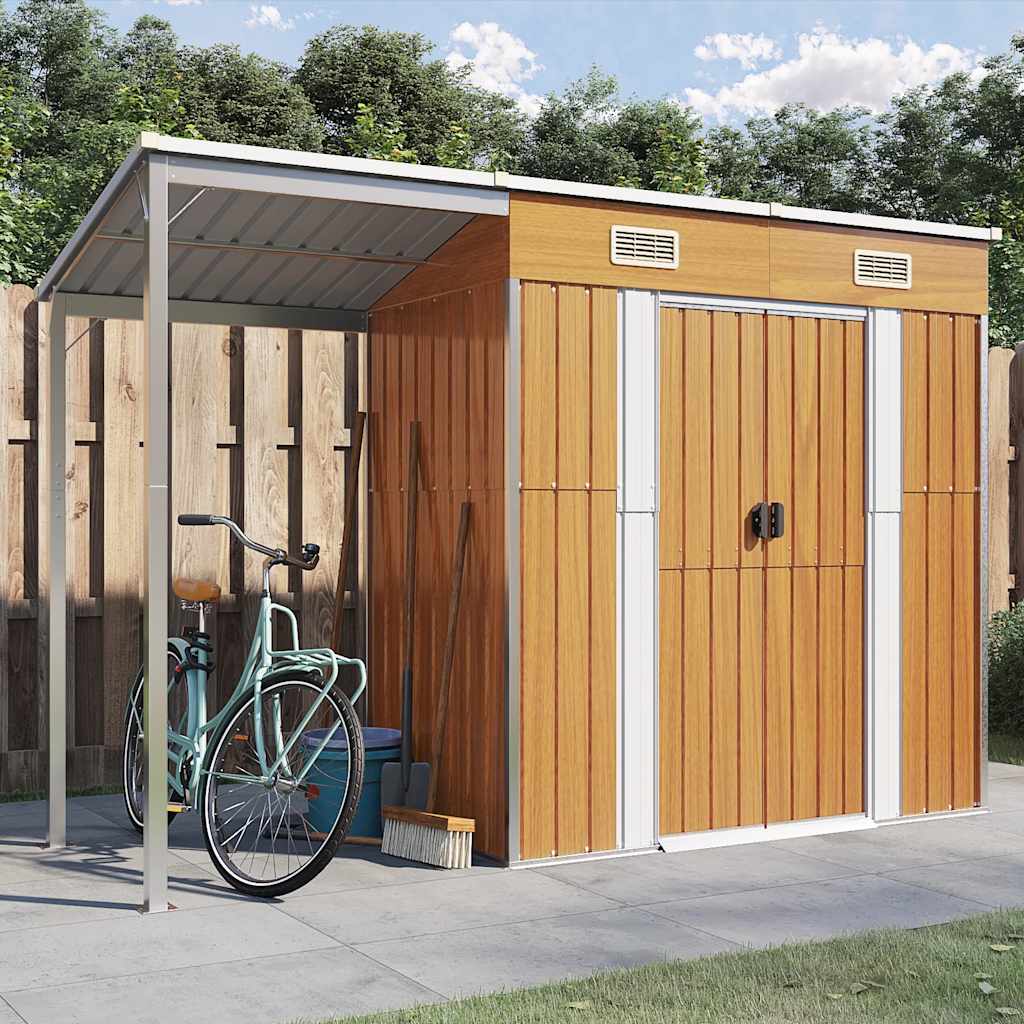 Garden Shed With Extended Roof 277X107X181 Cm Steel