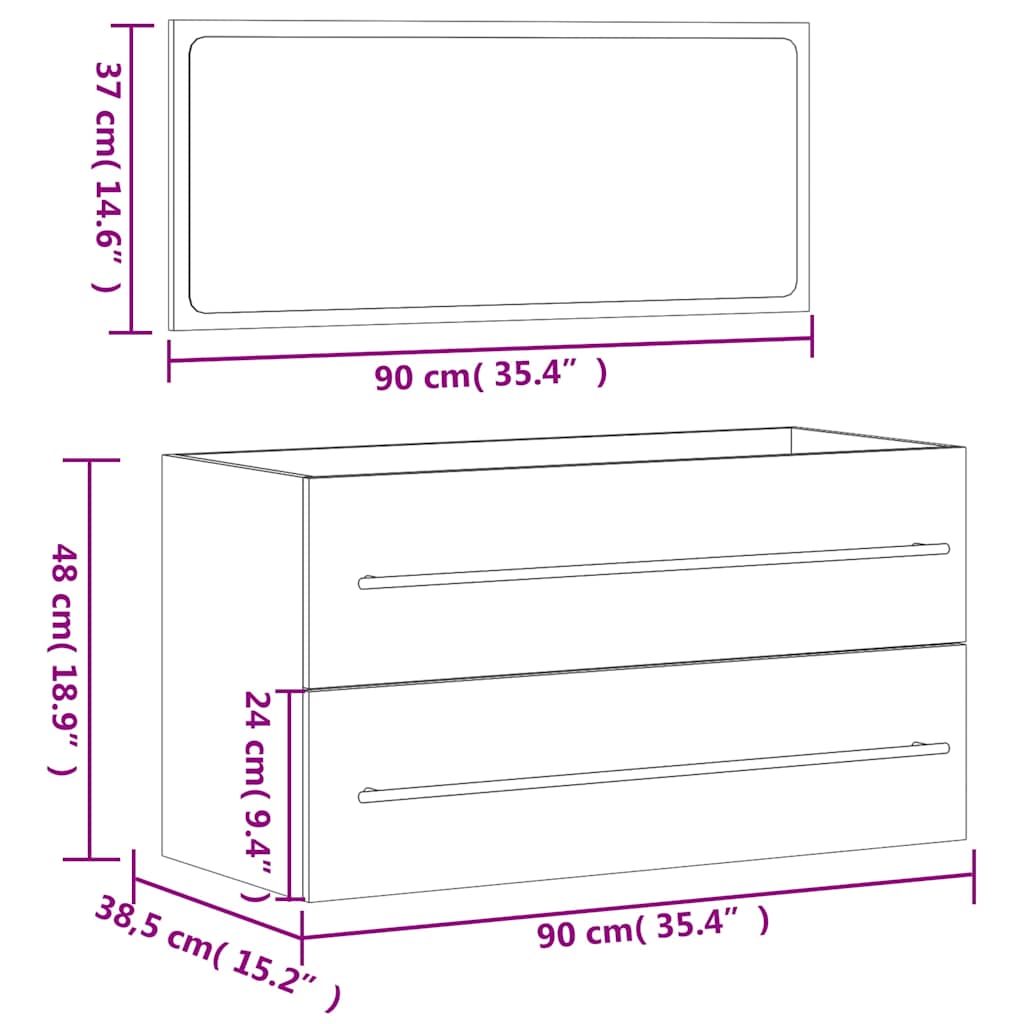 Bathroom Cabinet With Mirror Engineered Wood