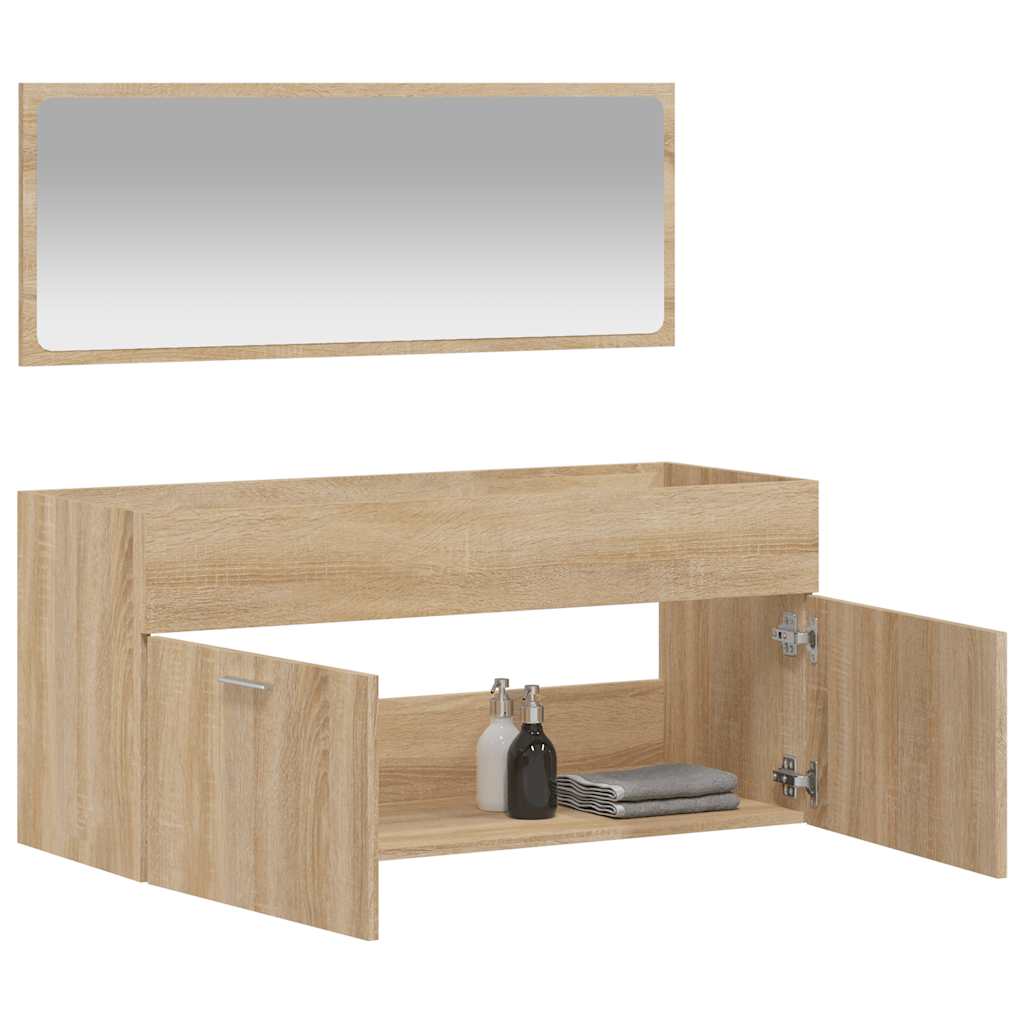 Bathroom Cabinet With Mirror Engineered Wood