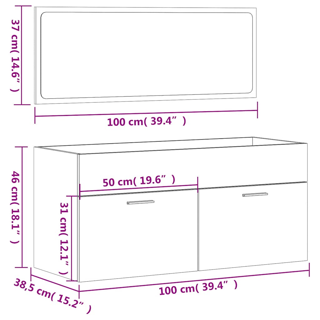 Bathroom Cabinet With Mirror Engineered Wood