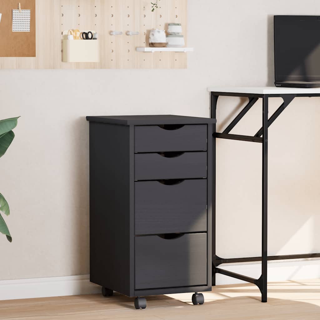 Rolling Cabinet With Drawers Moss Solid Wood Pine