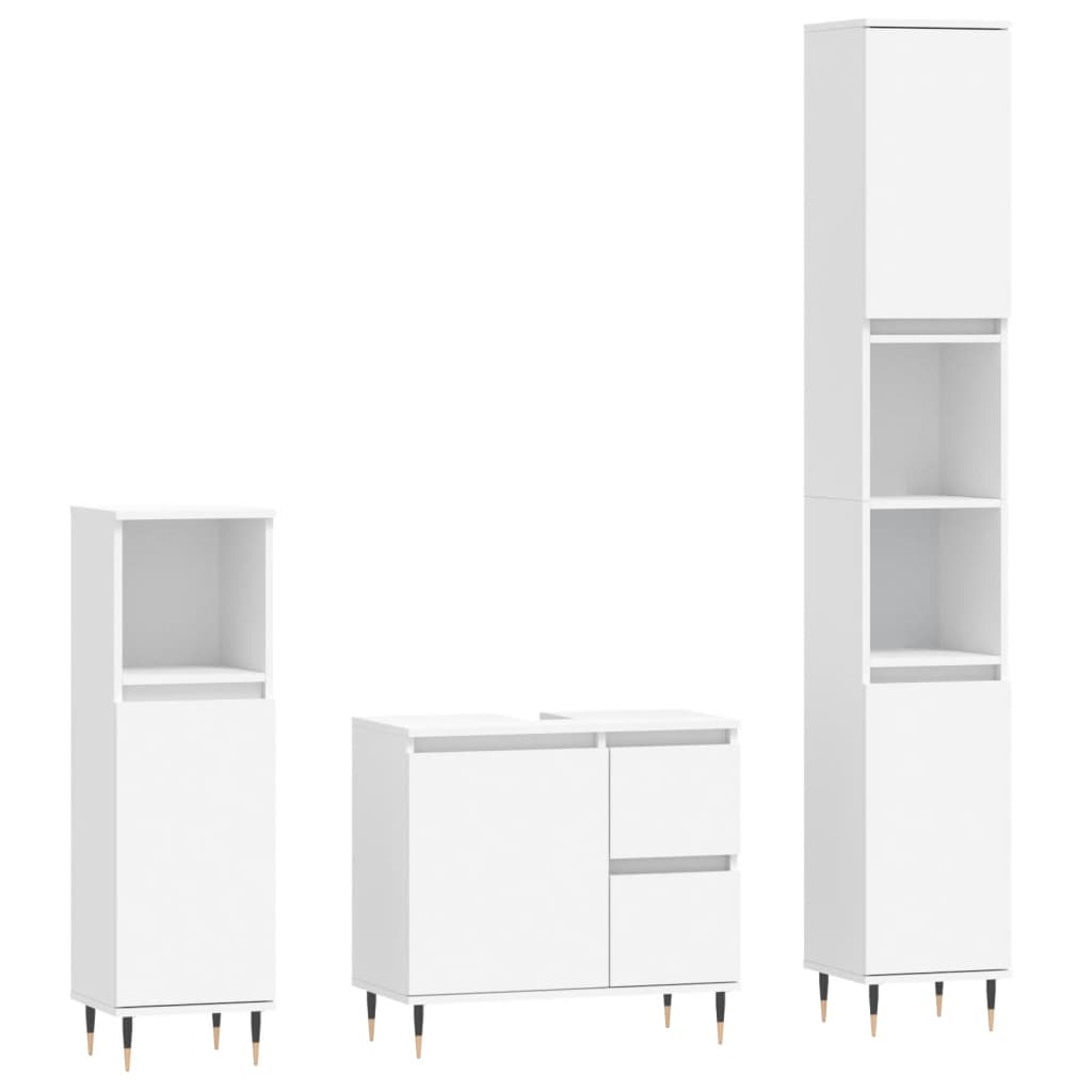 3 Piece Bathroom Furniture Set Engineered Wood