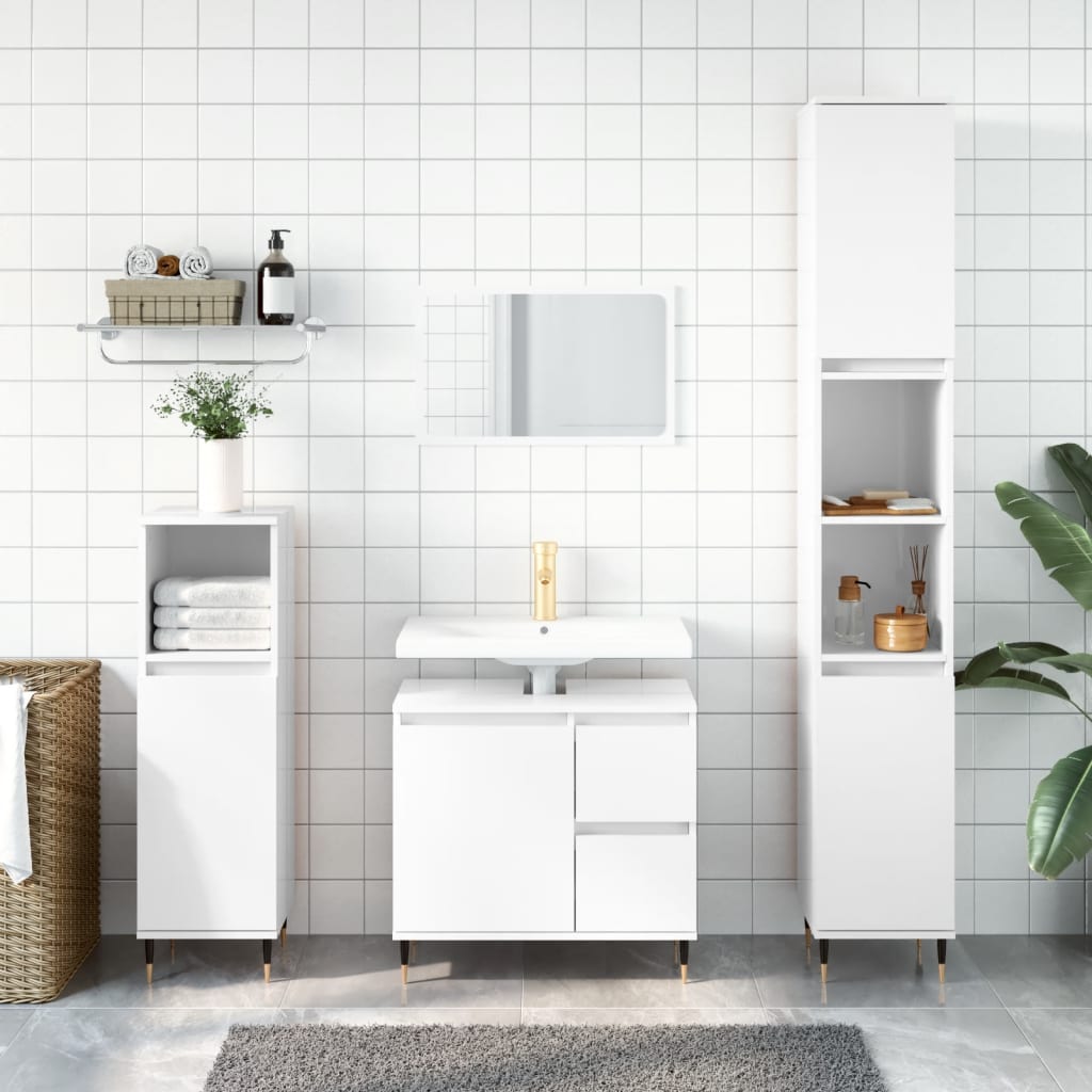 3 Piece Bathroom Furniture Set Engineered Wood