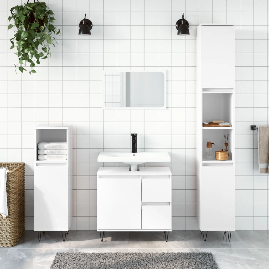 3 Piece Bathroom Furniture Set Engineered Wood