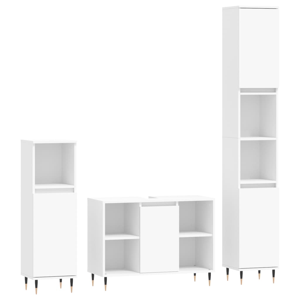 3 Piece Bathroom Furniture Set Engineered Wood