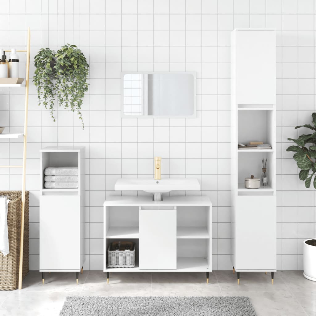 3 Piece Bathroom Furniture Set Engineered Wood
