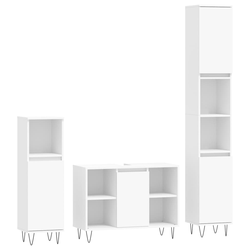 3 Piece Bathroom Furniture Set Engineered Wood