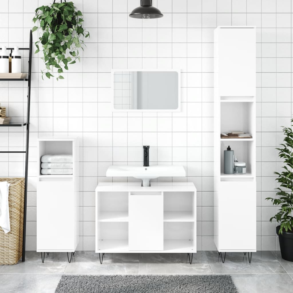 3 Piece Bathroom Furniture Set Engineered Wood