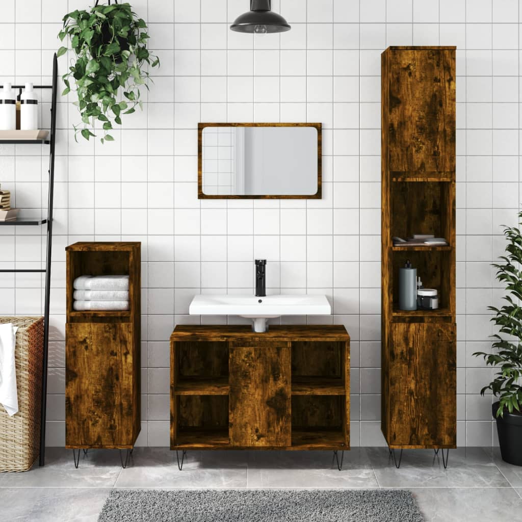 3 Piece Bathroom Furniture Set Engineered Wood