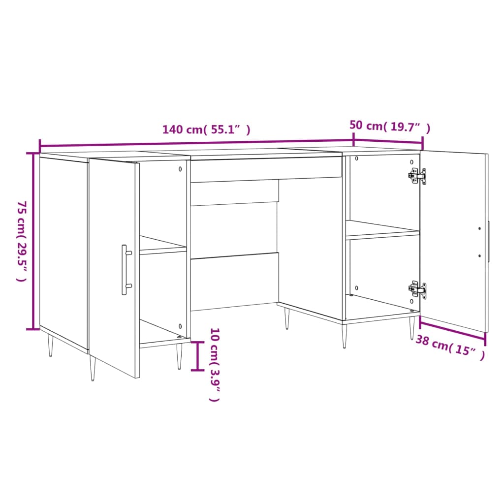 Desk 140X50X75 Cm Engineered Wood
