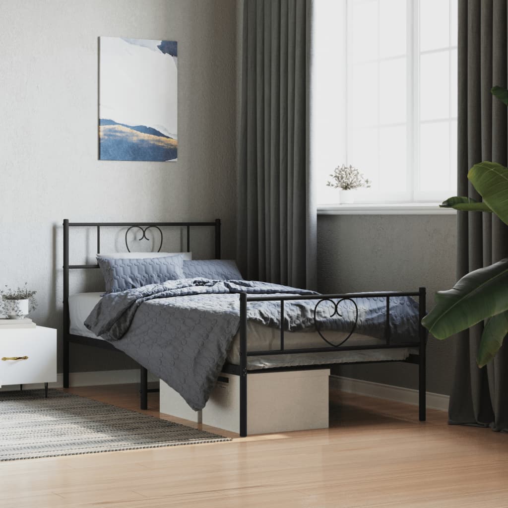 Metal Bed Frame Without Mattress With Footboard 75X190Cm