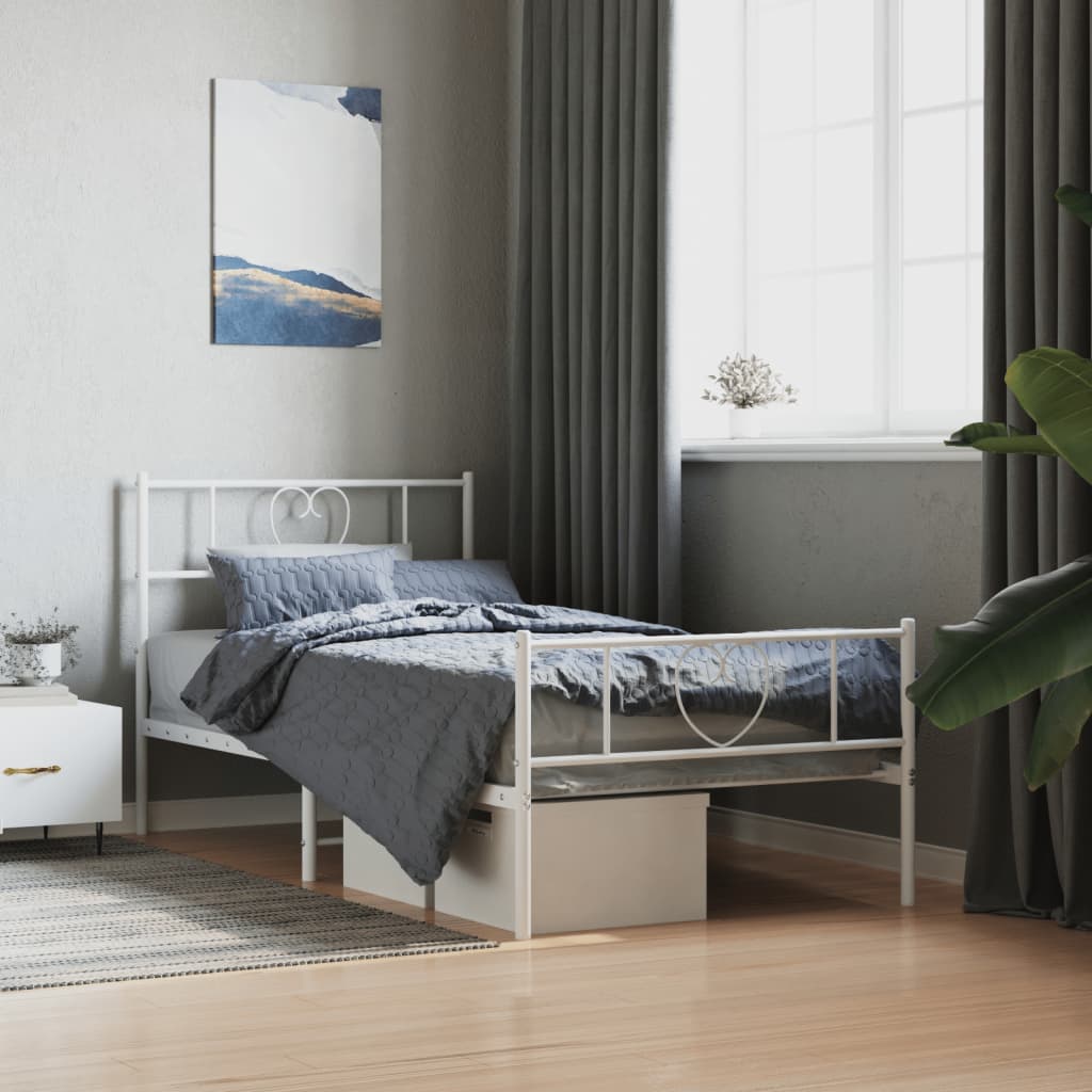 Metal Bed Frame Without Mattress With Footboard 75X190Cm
