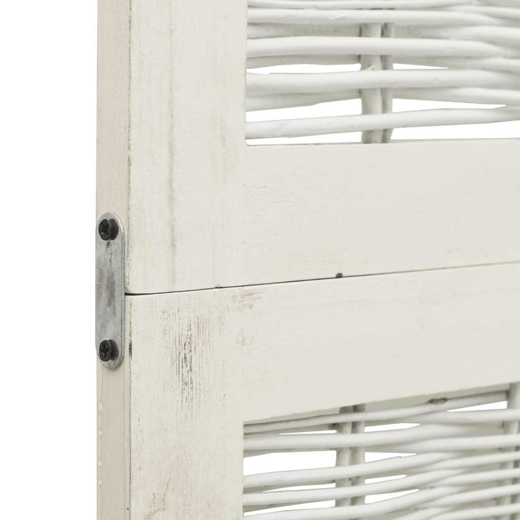 Room Divider 4 Panels White Solid Wood Paulownia