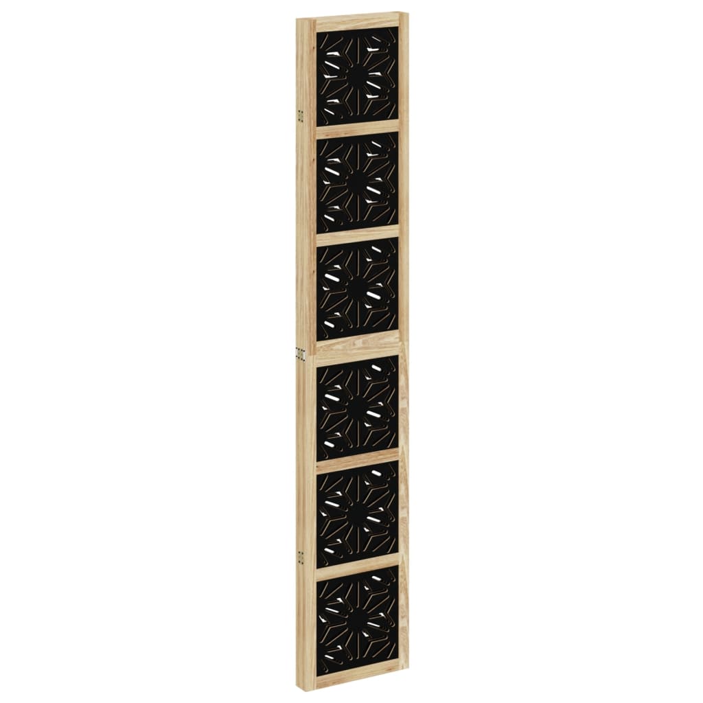 Room Divider 4 Panels Brown And Black Solid Wood Paulownia