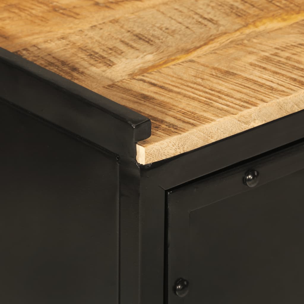 Bathroom Cabinet 40X27X90 Cm Iron And Solid Wood Mango