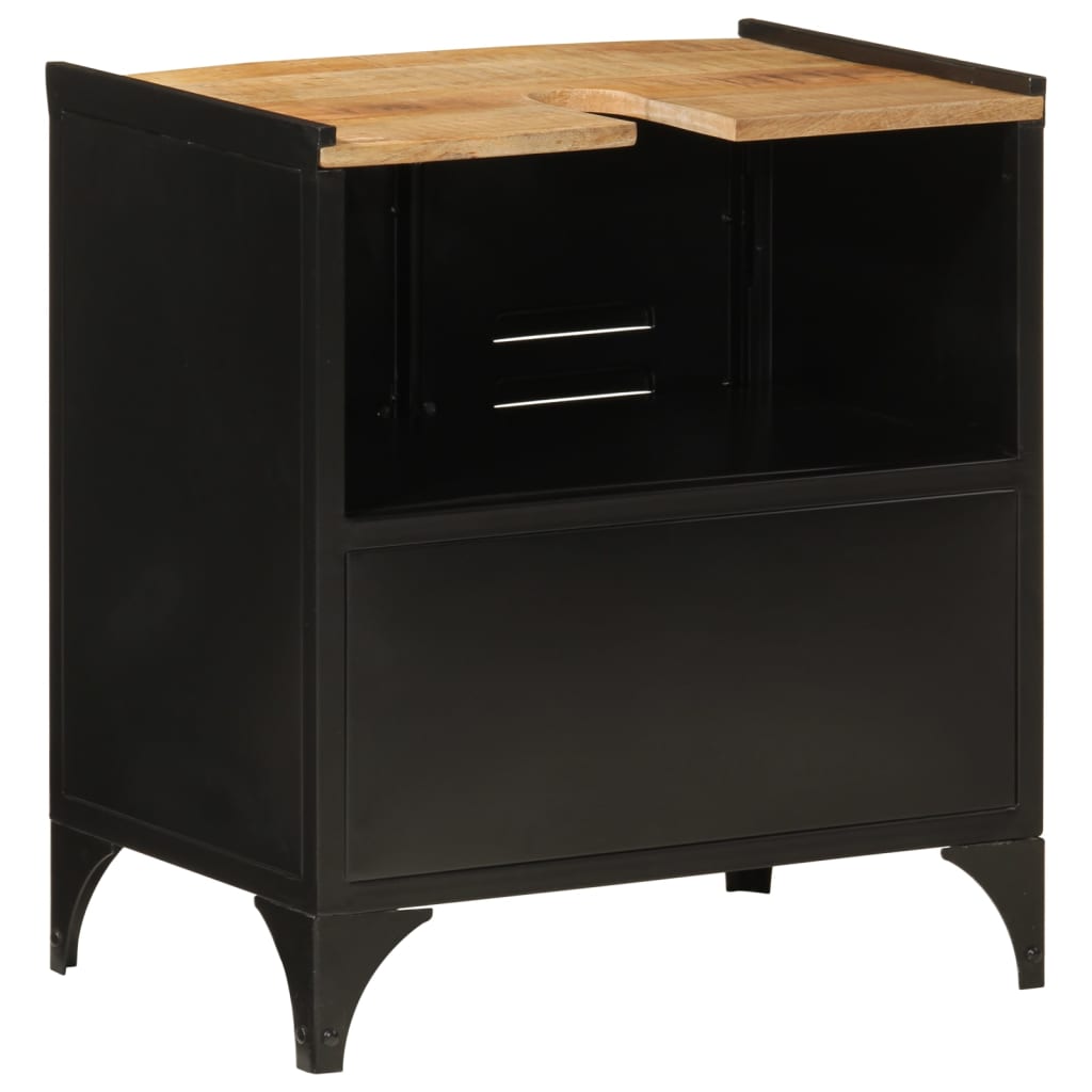 Bathroom Sink Cabinet 55X35X60 Cm Iron And Solid Wood Mango