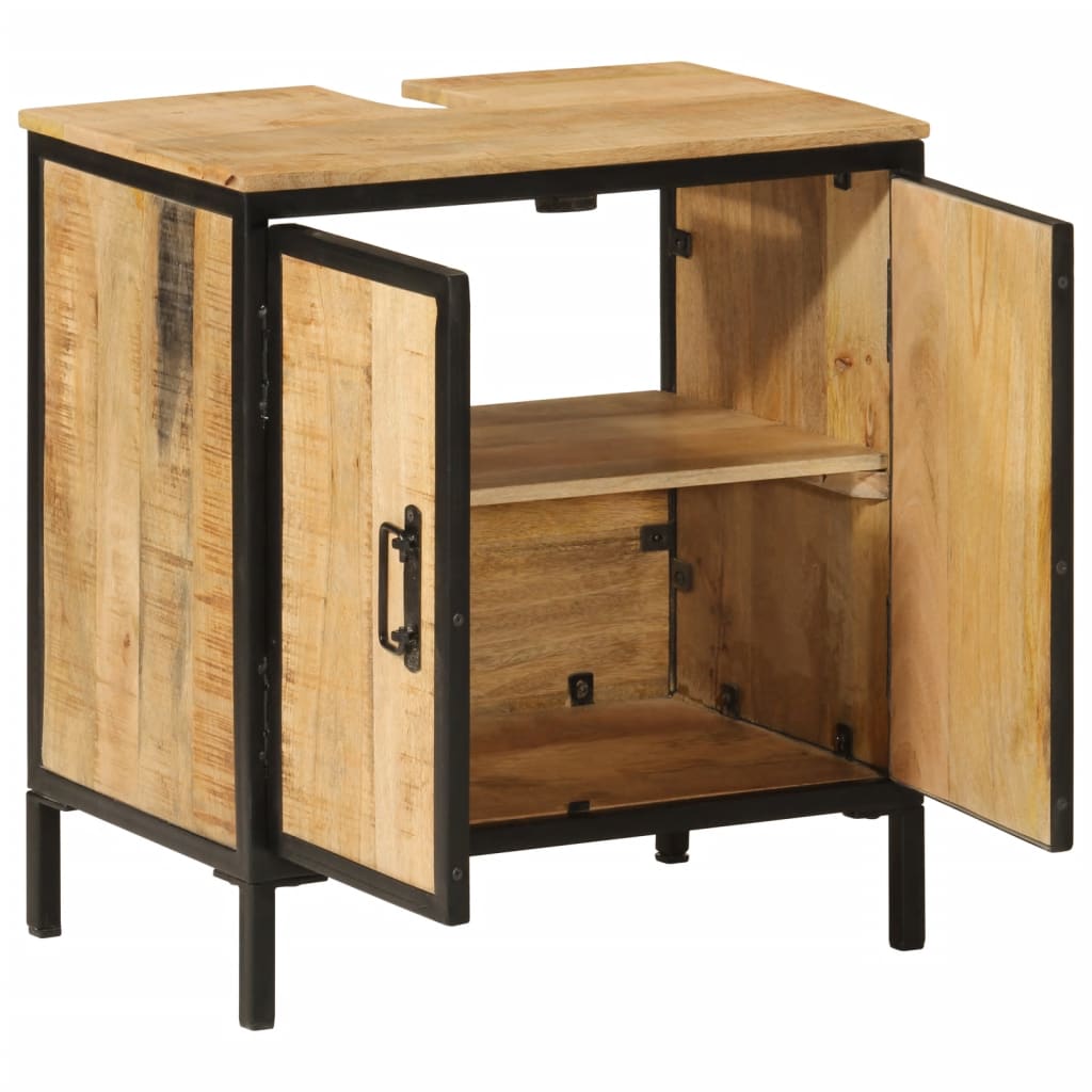 Bathroom Sink Cabinet 55X35X60 Cm Solid Wood Mango And Iron