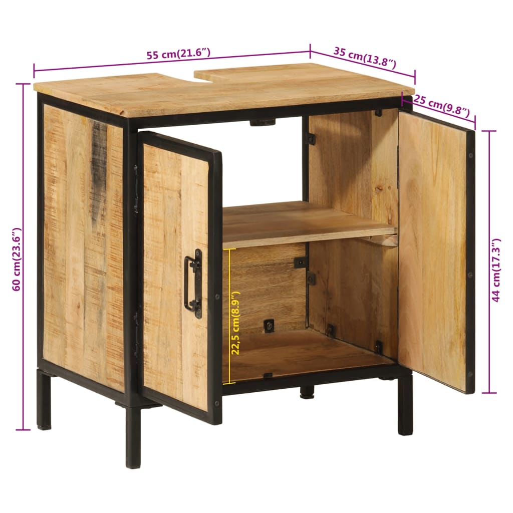 Bathroom Sink Cabinet 55X35X60 Cm Solid Wood Mango And Iron
