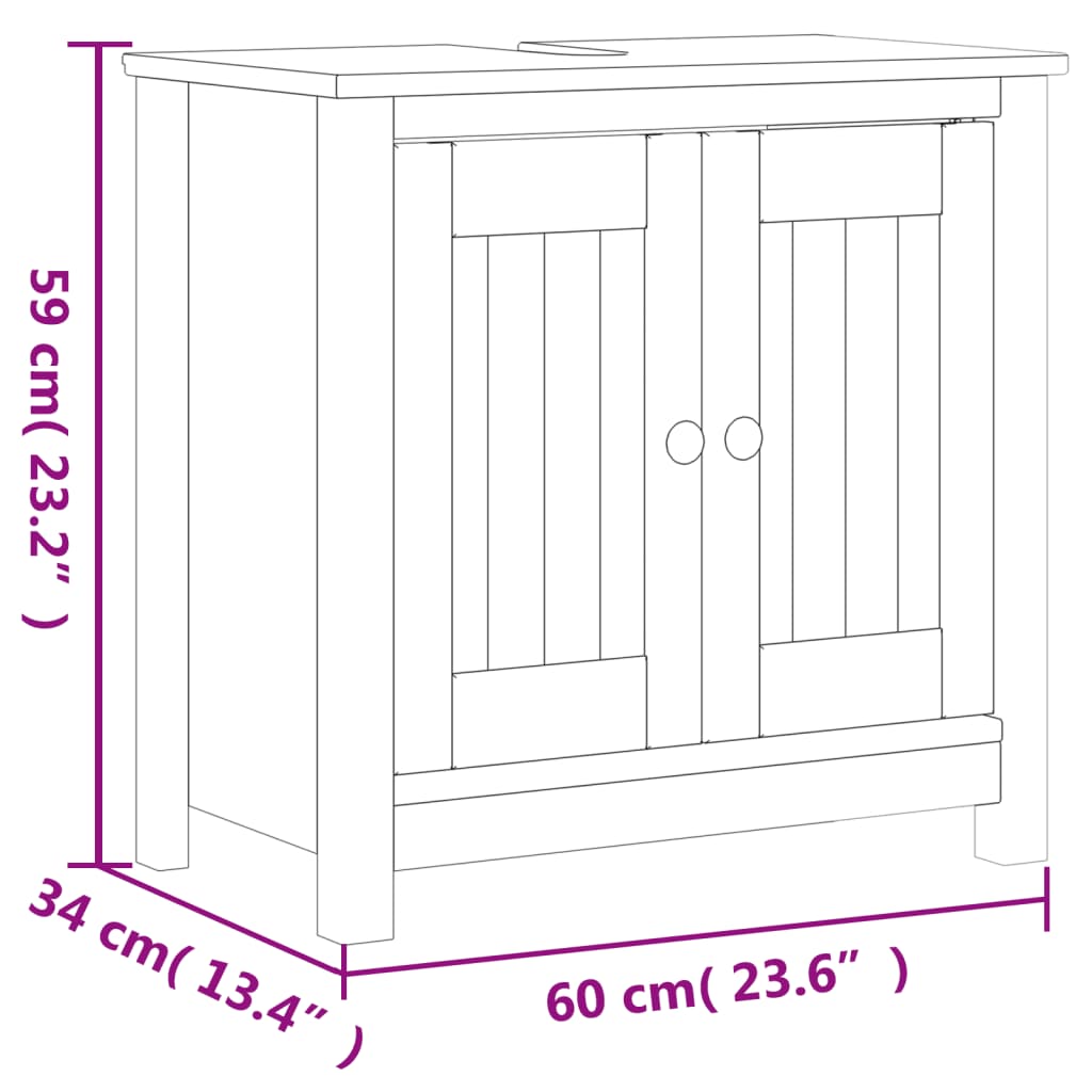 Bathroom Sink Cabinet Berg 60X34X59 Cm Solid Wood Pine