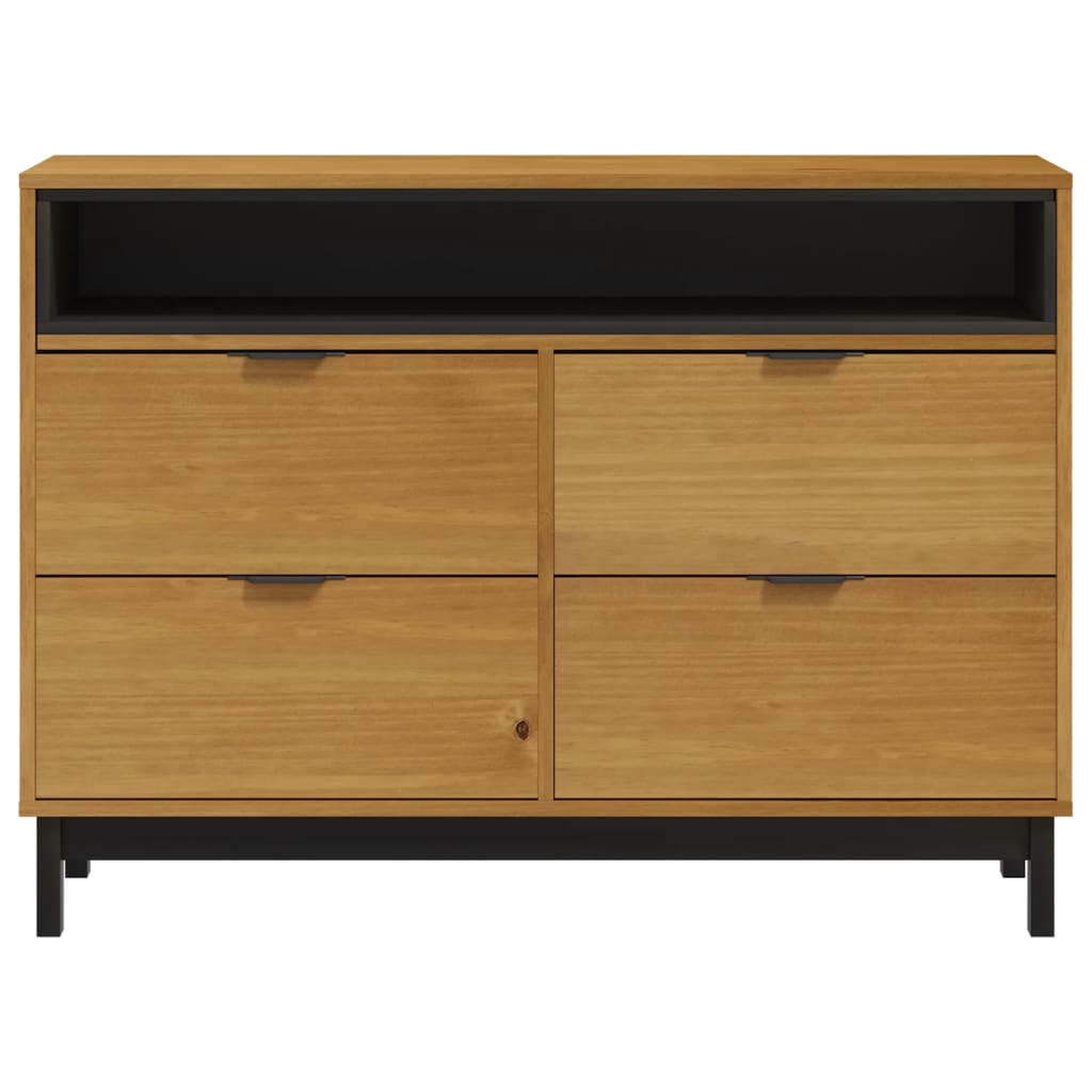Drawer Cabinet Flam 110X40X80 Cm Solid Wood Pine