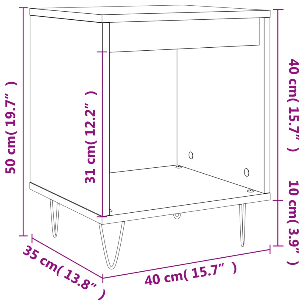 Bedside Cabinets 2 Pcs 40X35X50 Cm Engineered Wood