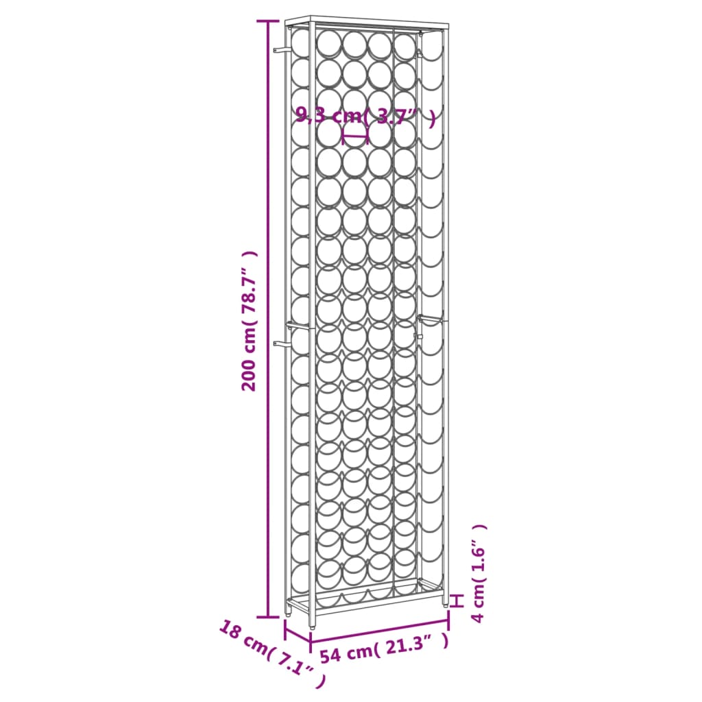Wine Rack For 95 Bottles Black Wrought Iron