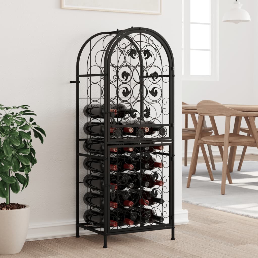 Wine Rack For 95 Bottles Black Wrought Iron